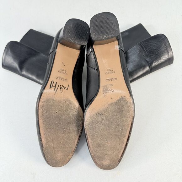 BALLY Size EU 37.5 / US 7 FALTA Black Leather High Ankle Boots Block Heal - Picture 9 of 10